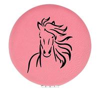 Enthoozies Majestic Horse Pink Laser Engraved Leatherette Compact Mirror - Stylish and Practical Portable Makeup Mirror - 2.5 Inch Diameter