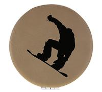 Enthoozies Male Snowboarder Light Brown Laser Engraved Leatherette Compact Mirror - Stylish and Practical Portable Makeup Mirror - 2.5 Inch Diameter