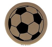 Enthoozies Soccer Ball Light Brown Laser Engraved Leatherette Compact Mirror - Stylish and Practical Portable Makeup Mirror - 2.5 Inch Diameter