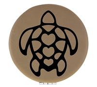 Enthoozies Turtle Light Brown Laser Engraved Leatherette Compact Mirror - Stylish and Practical Portable Makeup Mirror - 2.5 Inch Diameter