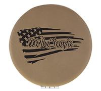 Enthoozies We The People US Flag Light Brown Laser Engraved Leatherette Compact Mirror - Stylish and Practical Portable Makeup Mirror - 2.5 Inch Diameter