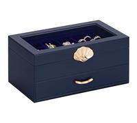 Enthralite Jewellery Box with 1 Drawers : Jewellery Display Organiser for Earrings Necklaces - Gift for Girls Women | Dark Blue