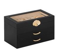 Enthralite Jewellery Box with 2 Drawers : Jewellery Display Organiser for Earrings Necklaces - Gift for Girls Women | Black