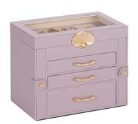 Enthralite Jewellery Box with 3 Drawers : Jewellery Display Organiser for Earrings Necklaces - Gift for Girls Women | Grey Purple