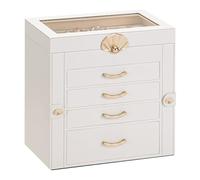 Enthralite Jewellery Box with 4 Drawers : Jewellery Display Organiser for Earrings Necklaces - Gift for Girls Women | White