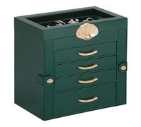 Enthralite Jewellery Box with 4 Drawers : Jewellery Display Organiser for Earrings Necklaces - Gift for Girls Women | Forest Green
