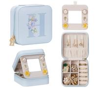 Enthralite Travel Jewellery Box for Gift: Traveling Jewellery Case for Girls Women - Mini Organizer for Necklaces Earrings Blue H