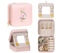 Enthralite Travel Jewellery Box for Girls: Traveling Jewellery Case Gift for Women - Mini Organiser for Necklaces Earrings Pink I