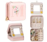 Enthralite Travel Jewellery Box for Girls: Traveling Jewellery Case Gift for Women - Mini Organiser for Necklaces Earrings Pink M