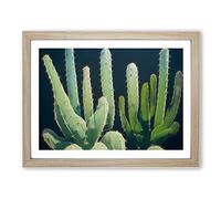 Enthralling Cactus H1022 BLK Framed Print for Living Room Bedroom Home Office Décor, Wall Art Picture Ready to Hang, Oak A3 Frame (46 x 34 cm)