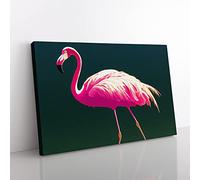 Enthralling Flamingo Canvas Wall Art Print Ready to Hang, Framed Picture for Living Room Bedroom Home Office Décor, 50x35 cm (20x14 Inch)