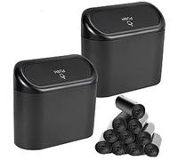 EnthuLove 2 Packs mini Car Trash Can Bin with Lid and 150pcs trash bags,Car Vehicle Trash Can Bin,Car Garbage Trash Can Storage for Front Back Seat Accessories for Office (2 Pack)