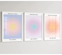 Enthusiasm 3 Piece Colorful Aura Grainy Gradient Canvas Wall Art Numbers Poster Positive Aura Posters for Room Aesthetic (B,30x40cm)