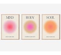 Enthusiasm 3 Piece Colorful Aura Grainy Gradient Canvas Wall Art Numbers Poster Positive Aura Posters for Room Aesthetic (A,30x40cm)