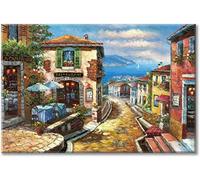 Enthusiasm Canvas Wall Art Italian Cityscape Abstract Wall Art Artwork: Mediterranean City Italy Street Towns Picture Painting on Canvas for Paris Cafe Room, No Frame (30x45cm)