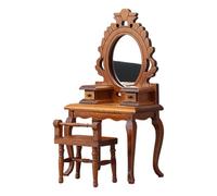 Enthusiast Grade 1/12 Scale Tiny Furniture Wooden Dresser Stool Set Detailed Traditional Design Miniature Dresser And Stool For Dollhouses