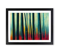 Enticing Abstract Bamboo Forest Framed Print | A4 Black Framed Wall Art | Ready to Hang | Abstract Landscape Picture | Living Room Bedroom Lounge Office