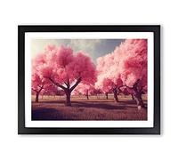 Enticing Cherry Blossom Trees Framed Print | A4 Black Framed Wall Art | Ready to Hang | Modern Floral Picture | Living Room Bedroom Lounge Office