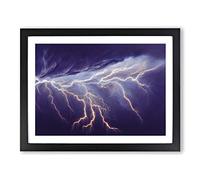 Enticing Lightning Bolts Vol.1 Framed Print | A2 Black Framed Wall Art | Ready to Hang | Modern Landscape Picture | Living Room Bedroom Lounge Office