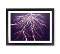 Enticing Lightning Bolts Vol.3 Framed Print | A3 Black Framed Wall Art | Ready to Hang | Modern Landscape Picture | Living Room Bedroom Lounge Office