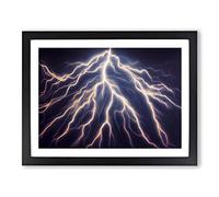Enticing Lightning Bolts Vol.4 Framed Print | A2 Black Framed Wall Art | Ready to Hang | Modern Landscape Picture | Living Room Bedroom Lounge Office