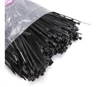 Entie Black Cable Ties 4.8mm X 200mm Nylon 66 Ul Approved (1000 Pack)