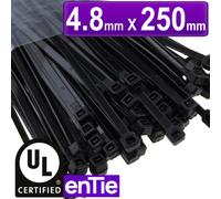 enTie Black Cable Ties 4.8mm x 250mm Nylon 66 UL Approved [100 Pack] [250mm x 4.8mm]