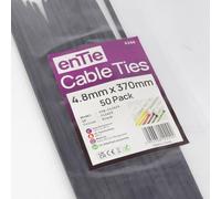 enTie Black Cable Ties 4.8mm x 370mm Nylon 66 UL Approved [50 Pack]