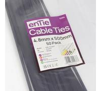 enTie Black Cable Ties 4.8mm x 500mm Nylon 66 UL Approved [50 Pack]