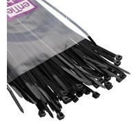 Entie Black Outdoor Cable Ties 3.6mm X 250mm Pa66 Water/uv Resistant (100 Pack)