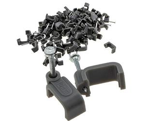 enTie FLAT Grey 12mm Cable Clips for 6mm2 Twin & Earth Cables [100 Pack]