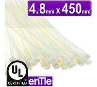 Entie Natural White Cable Ties 4.8mm X 450mm Nylon 66 Ul Approved (100 Pack)