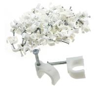 enTie Round White 8mm Cable Clips Secure Fastenings Cables [100 Pack]