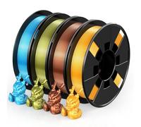 ENTINA 4 Colors Silk Shiny 3D Printer Filament Bundle, PLA Filament 1.75 mm for 3D Printers, Dimensional Accuracy +/- 0.02 mm, 200g x 4 Spools Set