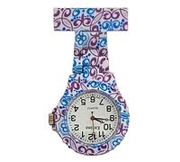 Entino Rubberized Plastic Nurse FOB Watch Brooch for Doctors, Nurses and Paramedic, Analog, Japanese Quartz Movement (Floral Print)