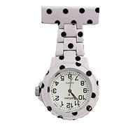 Entino Rubberized Plastic Nurse FOB Watch Brooch for Doctors, Nurses and Paramedic, Analog, Japanese Quartz Movement (Polka Dots)