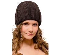 Entire Empire Woolly Hat Brown - Ladies Winter Hat UK - Two Layers Warm - Knitted Thermal Beanie - Woollen Large Cap for Women Running Hiking Golf - Chunky Knit Chocolate Brown