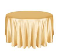 Entisn 1 Pack 90 Inch / 7.5 Ft Round Tablecloth, Gold Satin Table Cloth for 30-72 Inch Table, Overlay Bright Silky Satin Table Cover, Wrinkle Resistant Table Decoration for Wedding Banquet Party