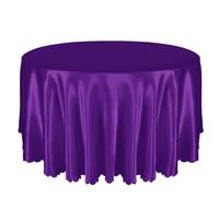 Entisn 1 Pack 90 Inch / 7.5 Ft Round Tablecloth, Purple Satin Table Cloth for 30-72 Inch Table, Overlay Bright Silky Satin Table Cover, Wrinkle Resistant Table Decoration for Wedding Banquet Party
