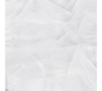 Entisn Glitter Tulle Fabric, 5 Yards x 60 Inch Wide Tulle Bolt White Tulle Netting with Silver Sequin, Soft Sparkly Tulle Fabric Bulk for Bridal Veil Wedding Decoration Tutu Skirt Gift Wrap