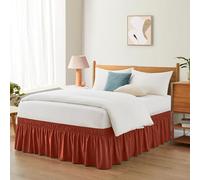 Entisn Orange Adjustable Bed Skirt for Twin & Twin XL Bed - with 14 Inch Tailored Drop, Wrap Around Bed Skirts with Adjustable Elastic Belt for Easy Fitting - Wrinkle & Fade Resistant