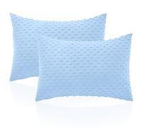 Entisn Toddler Pillowcase 13 x 18 Inch, 2 Pack Minky Dot Toddler Pillow Covers with Zipper Closure, Soft Fleece Pillow Shams for Nursery, Girls, Boys (Light Blue)