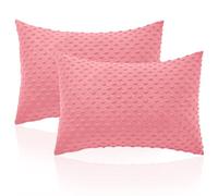 Entisn Toddler Pillowcase 13 x 18 Inch, 2 Pack Minky Dot Toddler Pillow Covers with Zipper Closure, Soft Fleece Pillow Shams for Nursery, Girls, Boys (Pink)