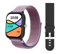 Entity AERO Smartwatch with Bluetooth Calling, Heart Rate Monitor, Sleep Tracking, 3 Interchangeable Straps, Black, Grey, Navy (Purple, Nylon)