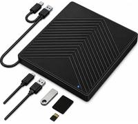 Entity Era 5-in-1 External DVD Re-Writer, USB 3.0 and Type-C, with 4-Port USB Hub, SD and TF Card Reader, for Laptops and Desktops