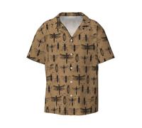 (Entomology Studies Pattern_5413) Men's Hawaiian Shirts Cuban Collar Vintage Bowling Short Sleeve Button Down Beach Shirt Casual Summer Vacation Wear Retro Tee