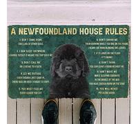 Entrance Door Mat 3D House Rules Newfoundland Dog Door Mat Gift Decoration 24"x36"