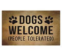 Entrance Door Mat,Dogs Welcome People Tolerated Winter Durable Flannel Front Floor Mat Front Outdoor Rug,Non-Slip Welcome Doormat for Entry,Patio 30X18 Inch