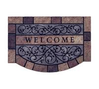 Entrance Door Mat European Retro Welcome Carpet Home Garden Courtyard Decoration Doormat Rugs Outside The House Doors(Dark blue,60x90cm)