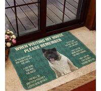 Entrance door mat Please Remember Akita Dogs House Rule Custom Doormat Decor CarpetNon-Slip Doormat Bedroom Porch Home Decor 20"x32"